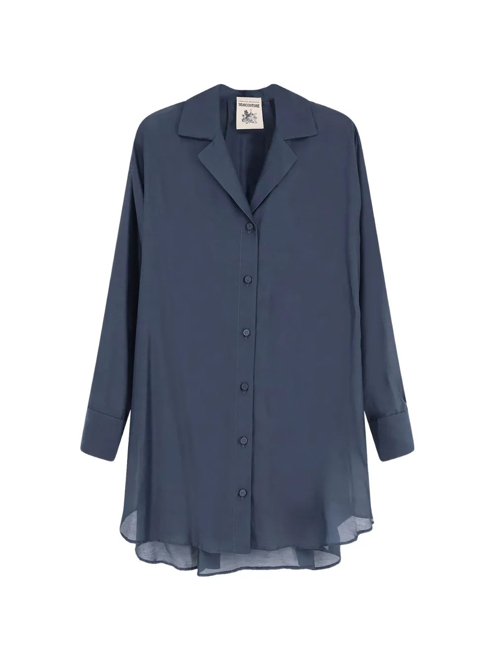 Semicouture pleated-back long-sleeve shirt - Blu