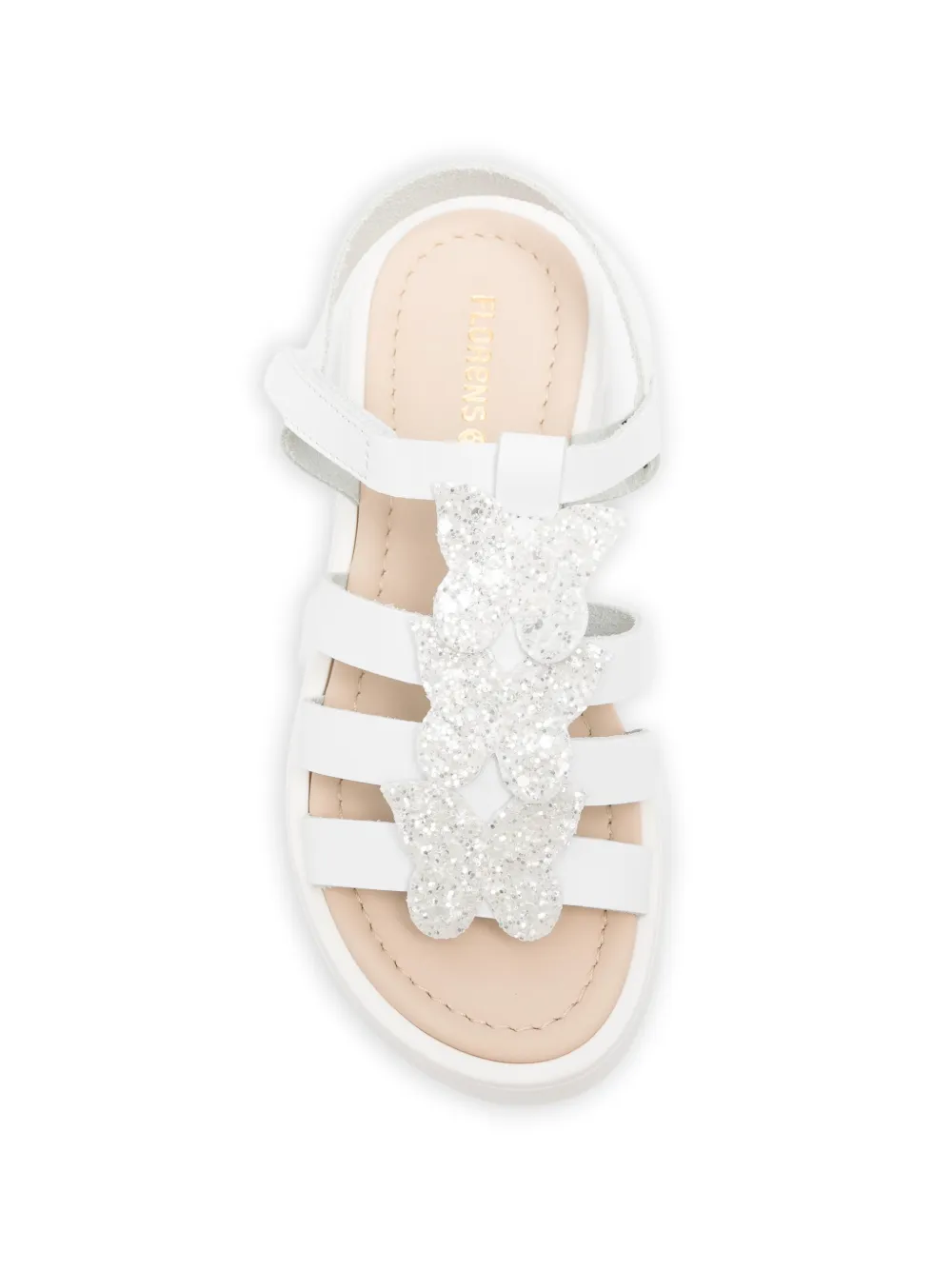 Florens glitter applique leather sandals Wit