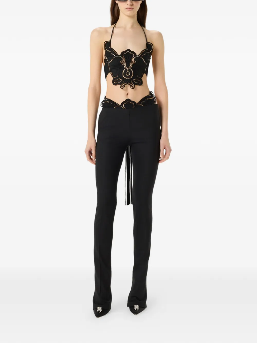 Blumarine Broek met kant Zwart