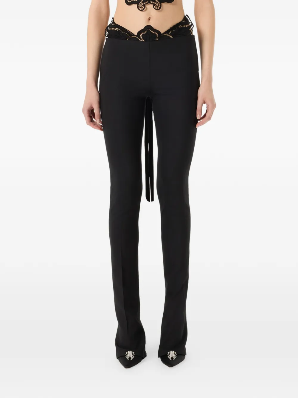 Blumarine Broek met kant Zwart