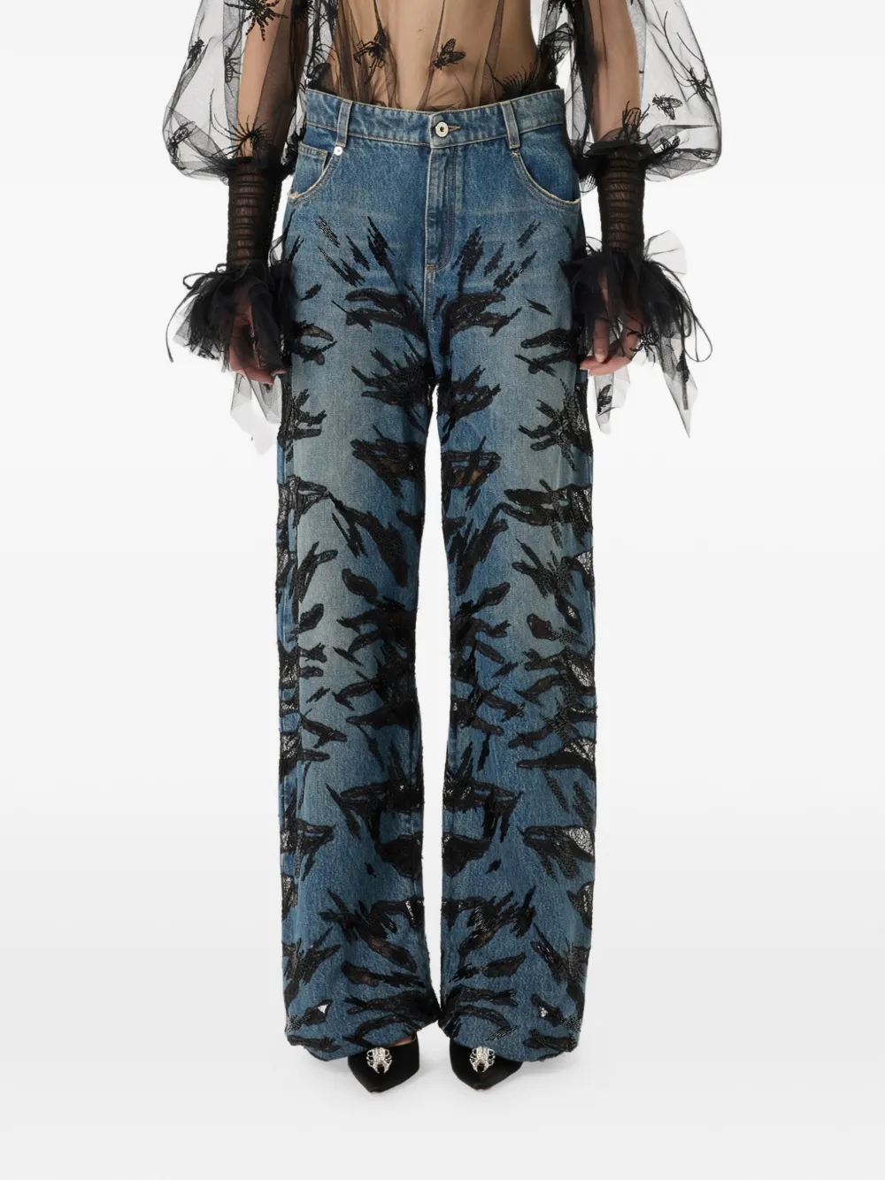 Blumarine Jeans met riemlussen Blauw