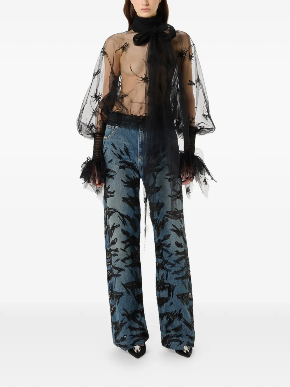 Blumarine Jeans met riemlussen Blauw