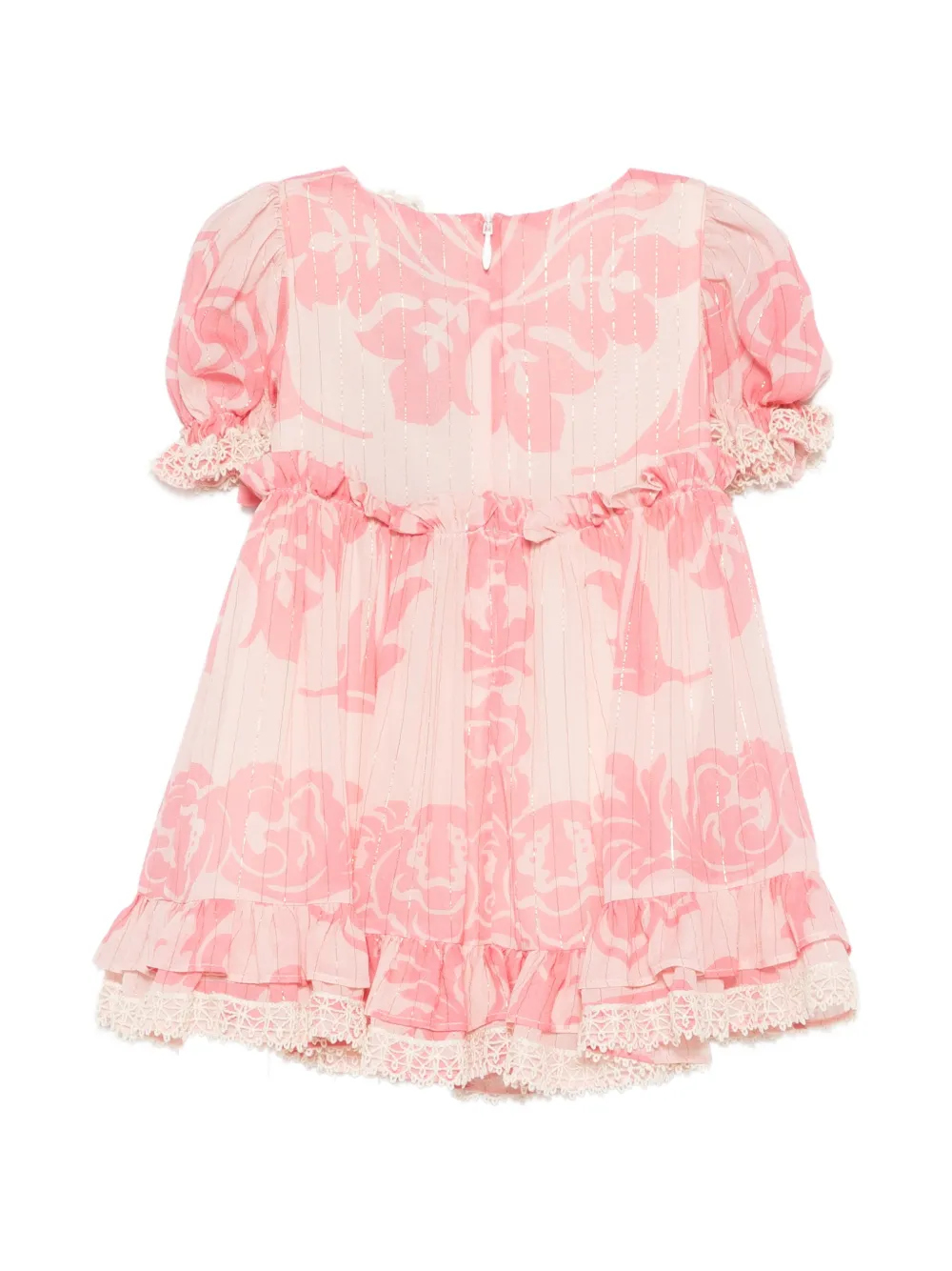 ETRO KIDS Jurk met bloemenprint en ruches Roze