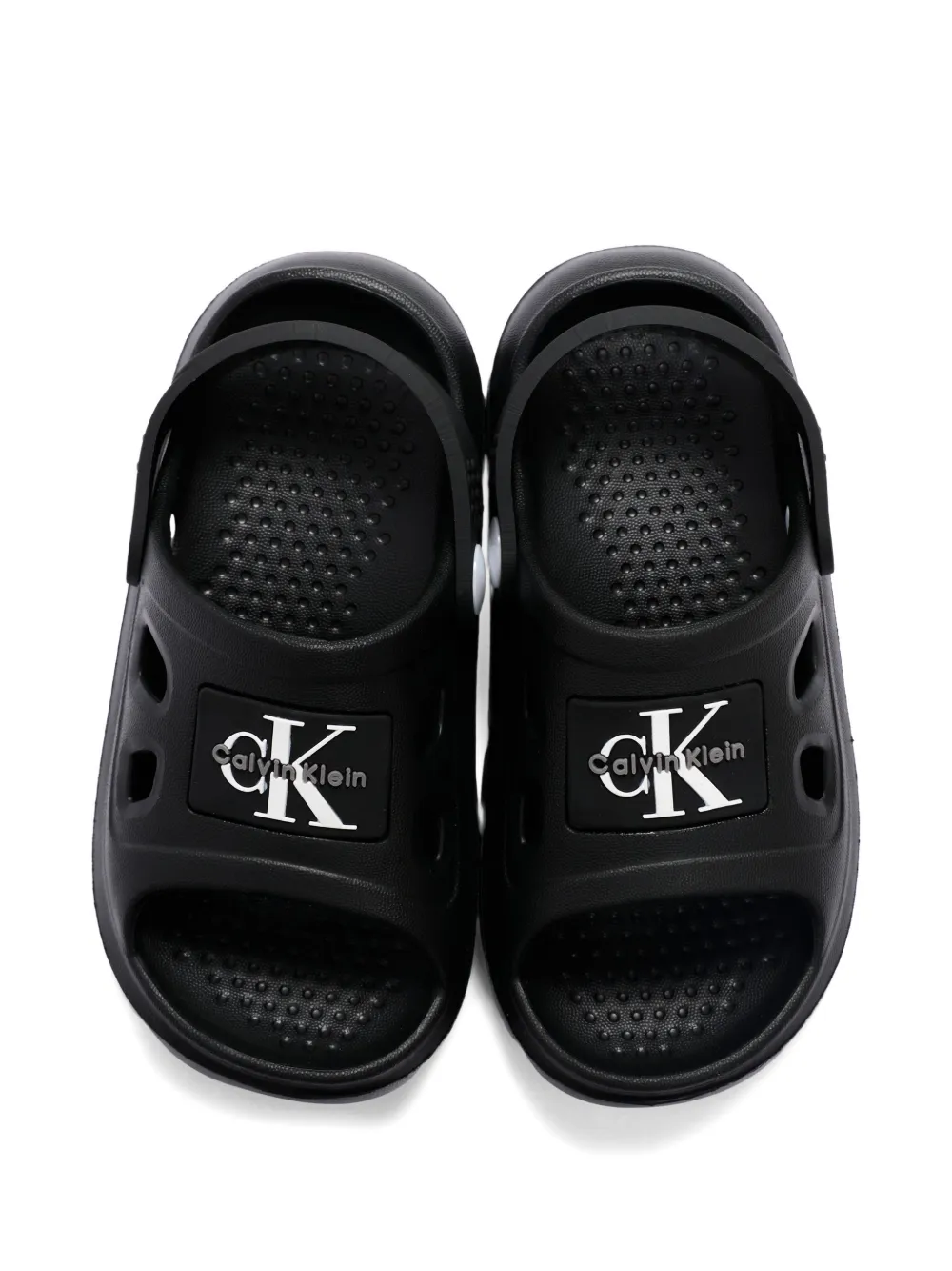 Calvin Klein Kids Sandalen met logo-reliëf Zwart