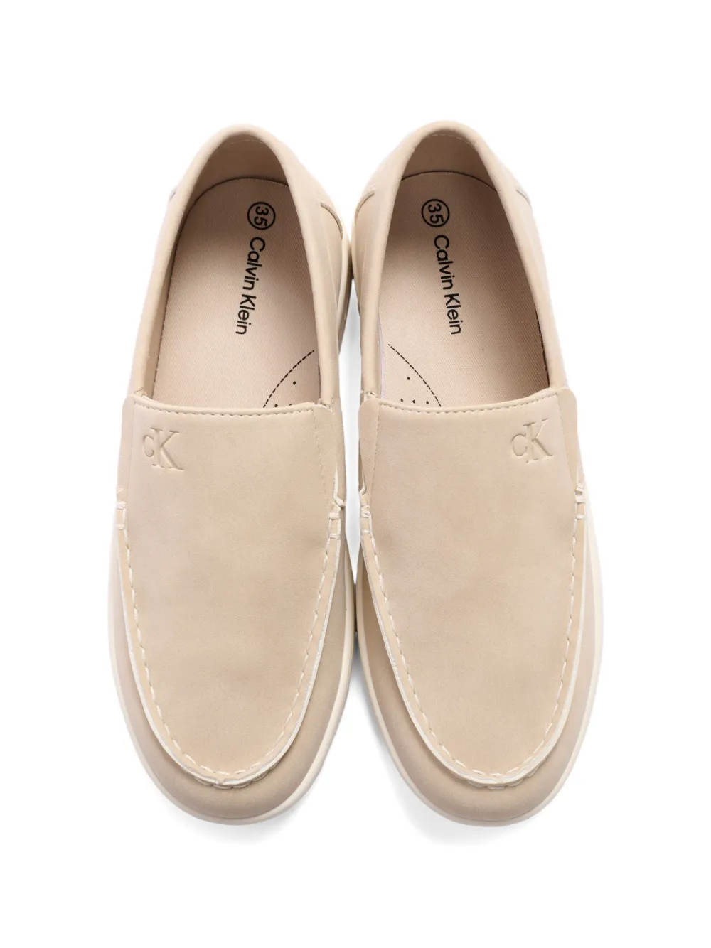 Calvin Klein Kids Loafers met logo-reliëf Beige