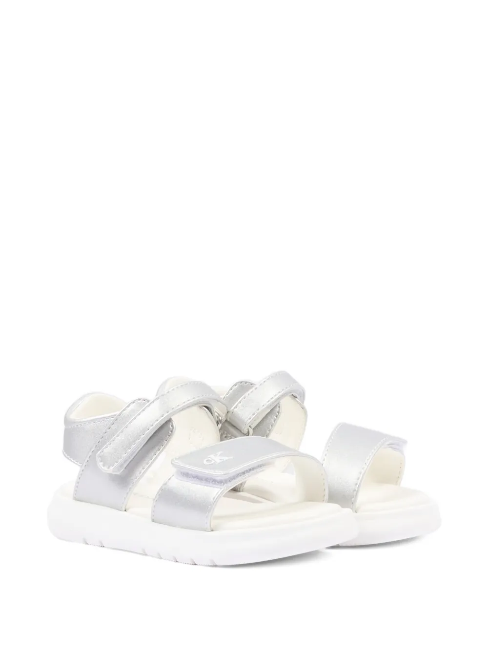 Calvin Klein Kids logo-lettering sandals - Argento