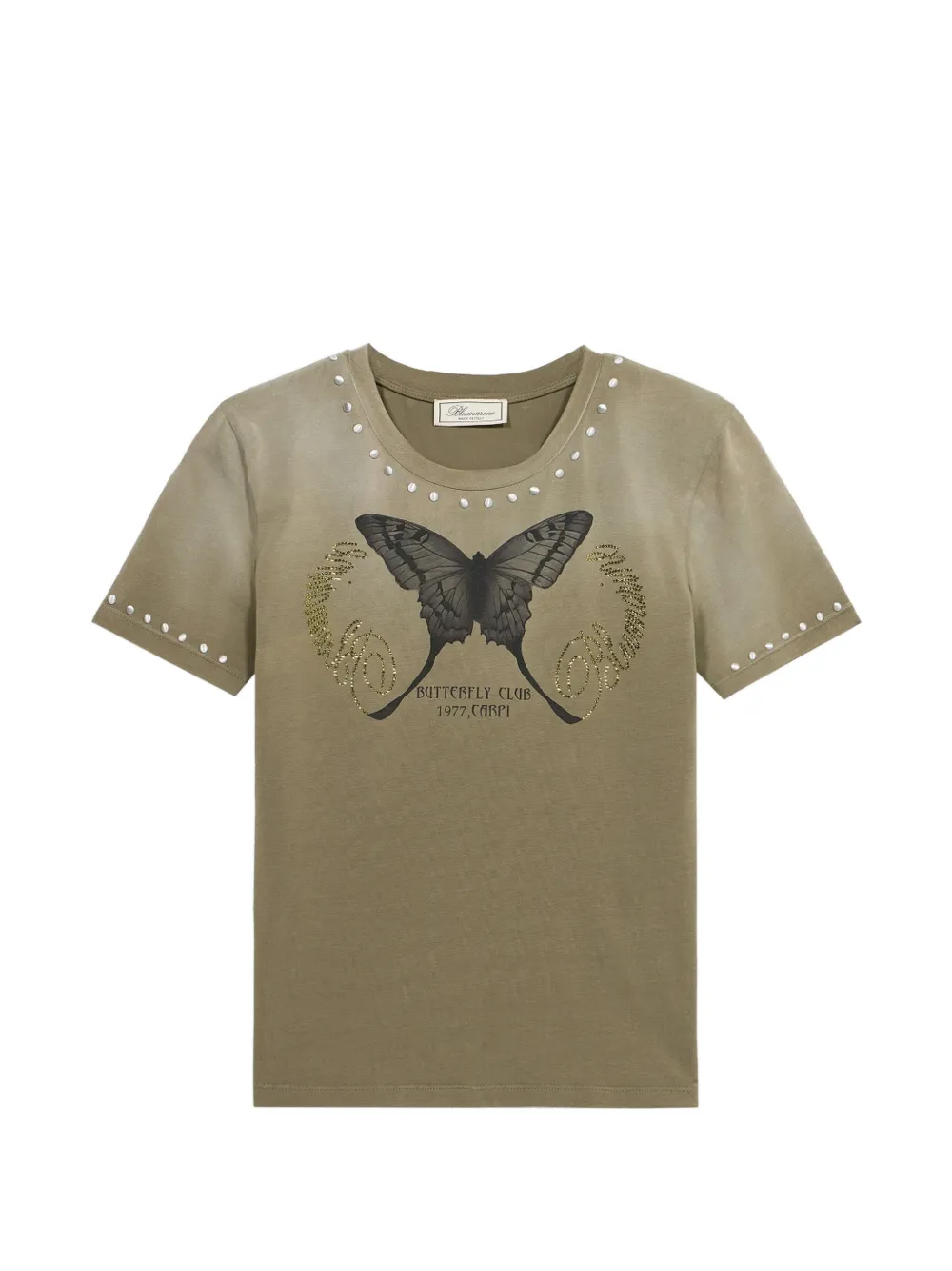 Blumarine T-Shirt mit Schmetterling-Print - Grün