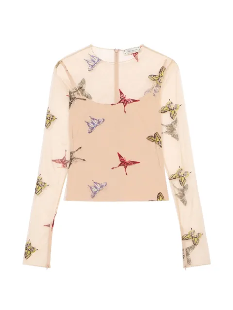 Blumarine embroidered tulle blouse