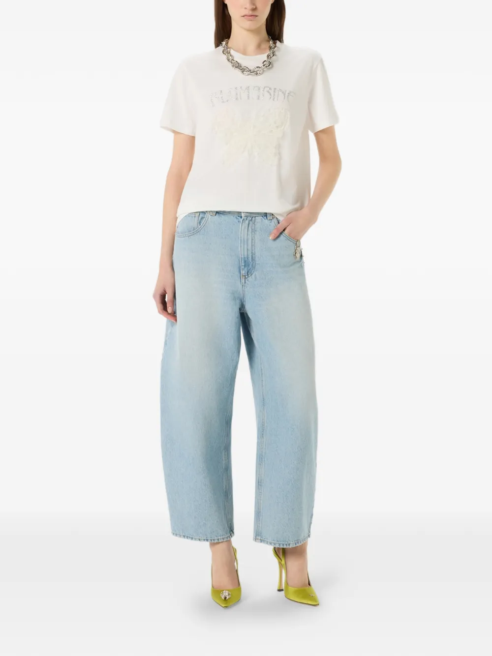 Blumarine T-shirt met vlinderprint Wit