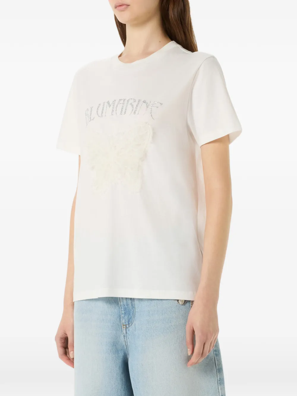 Blumarine T-shirt met vlinderprint Wit