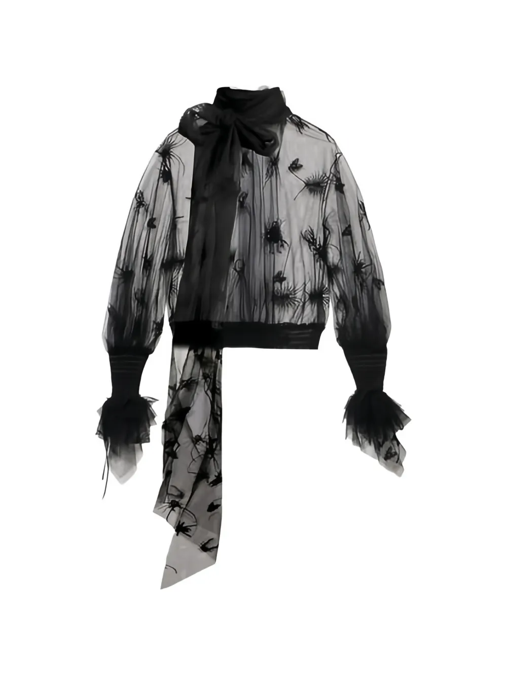 Blumarine insect-embroidered tulle blouse - Schwarz