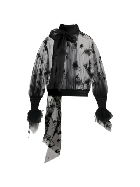 Blumarine insect-embroidered tulle blouse