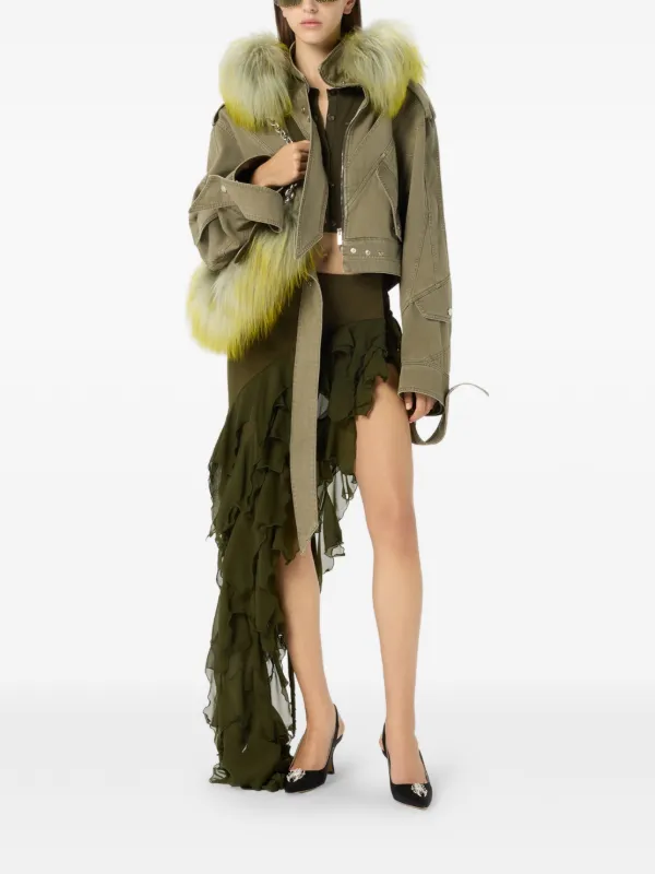 Blumarine Hooded Jacket | Green | FARFETCH JO