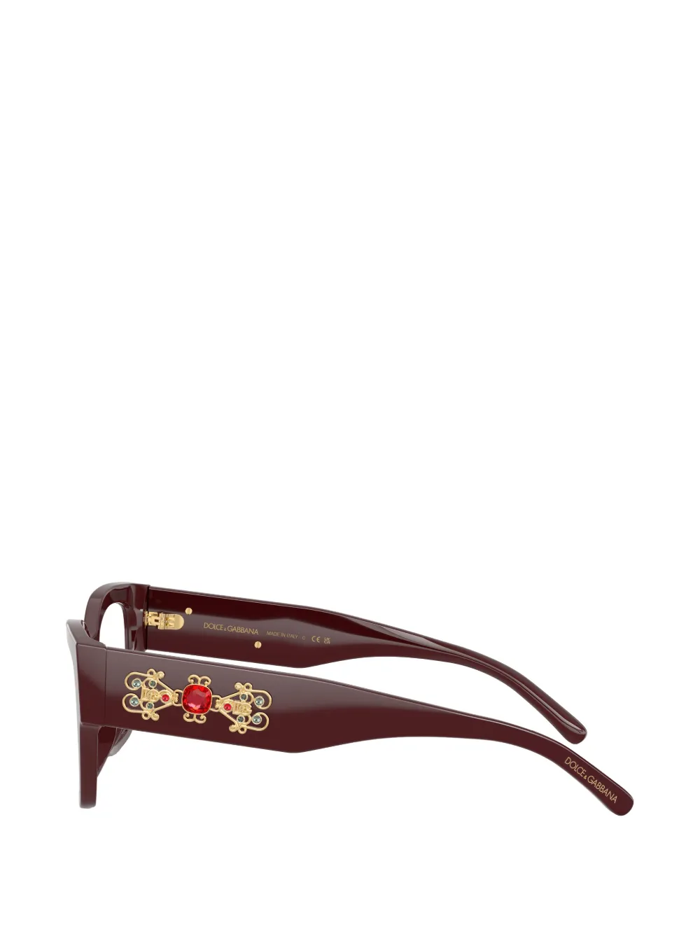 Dolce & Gabbana Eyewear Verfraaide bril met vierkant montuur Bruin