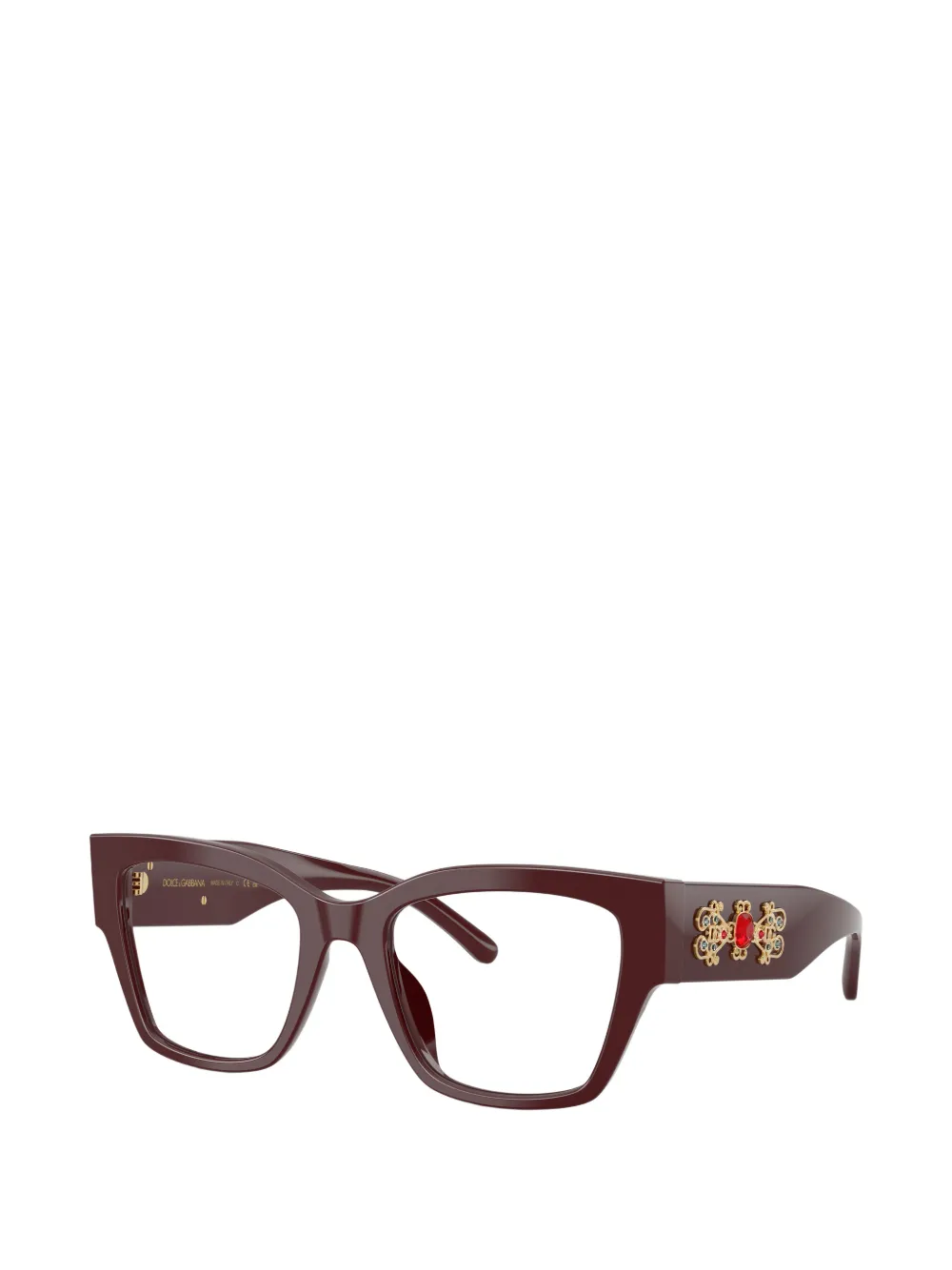 Dolce & Gabbana Eyewear Verfraaide bril met vierkant montuur Bruin