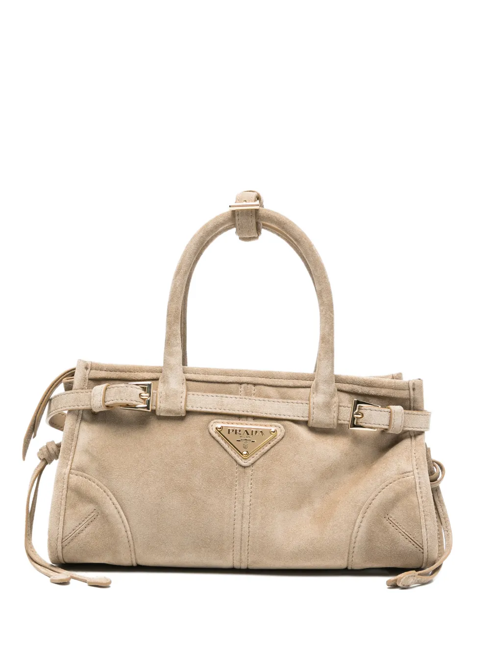 Prada buckle suede tote bag - Toni neutri