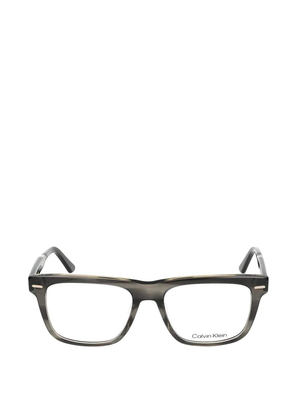 Calvin Klein striped rectangle eyeglasses - Grigio