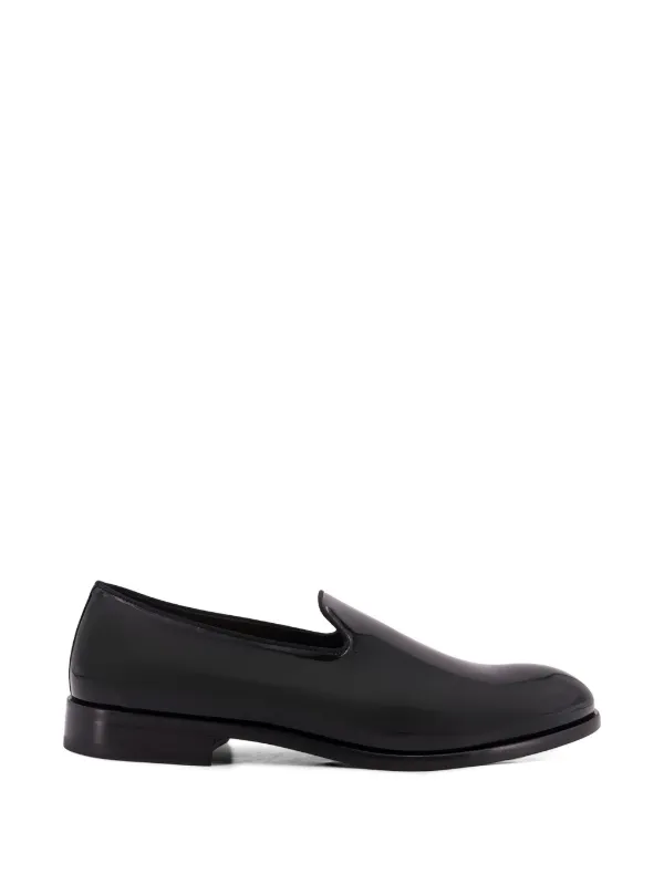 Doucal's Logo Patent Leather Loafers in Black