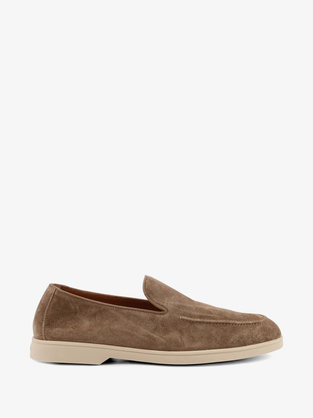 Doucal's rounded stitching suede loafers | Brown | Image 1