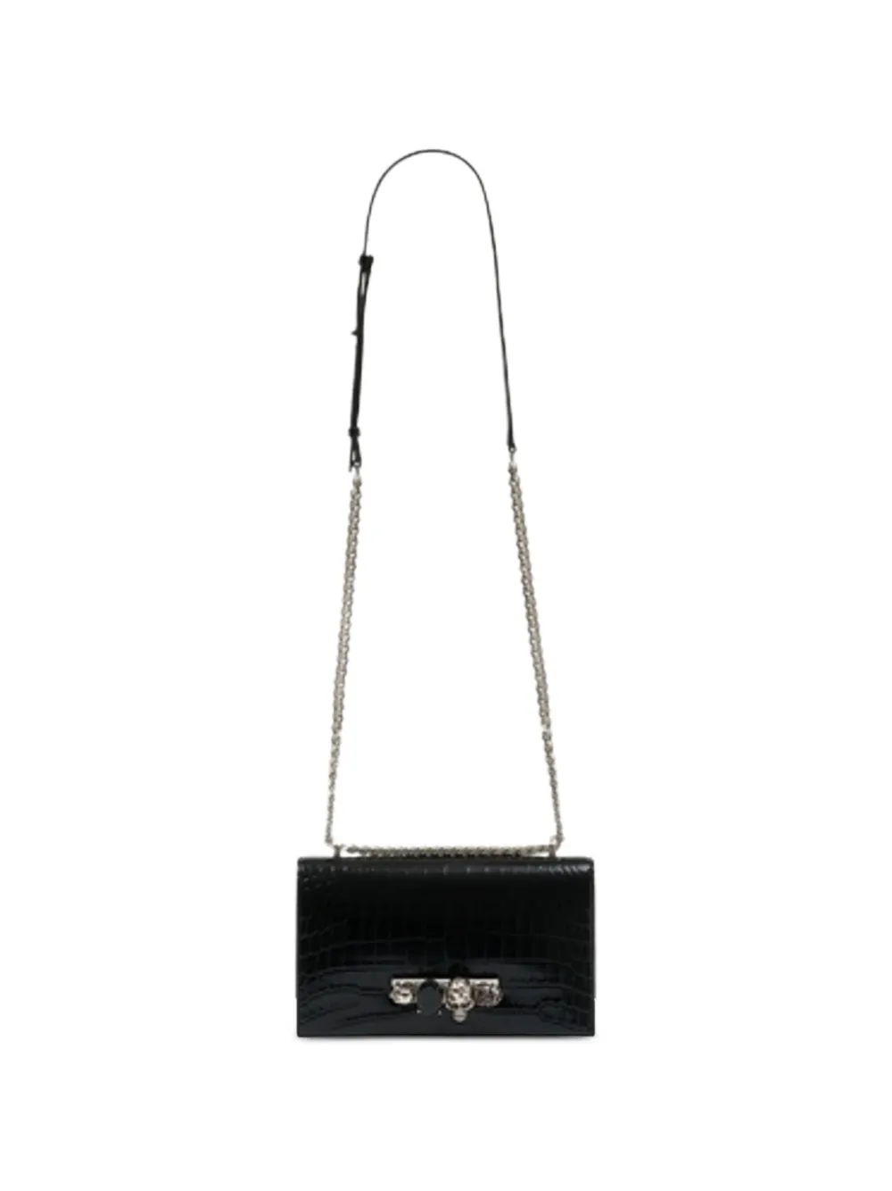 Alexander McQueen jewelled four-ring leather cross body bag · OS