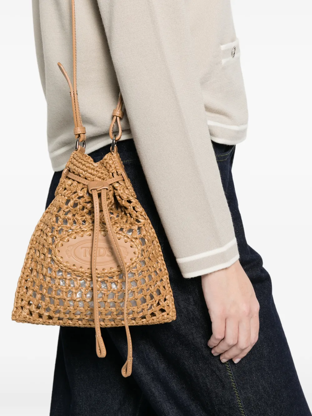 Tod's Schoudertas met trekkoord Beige