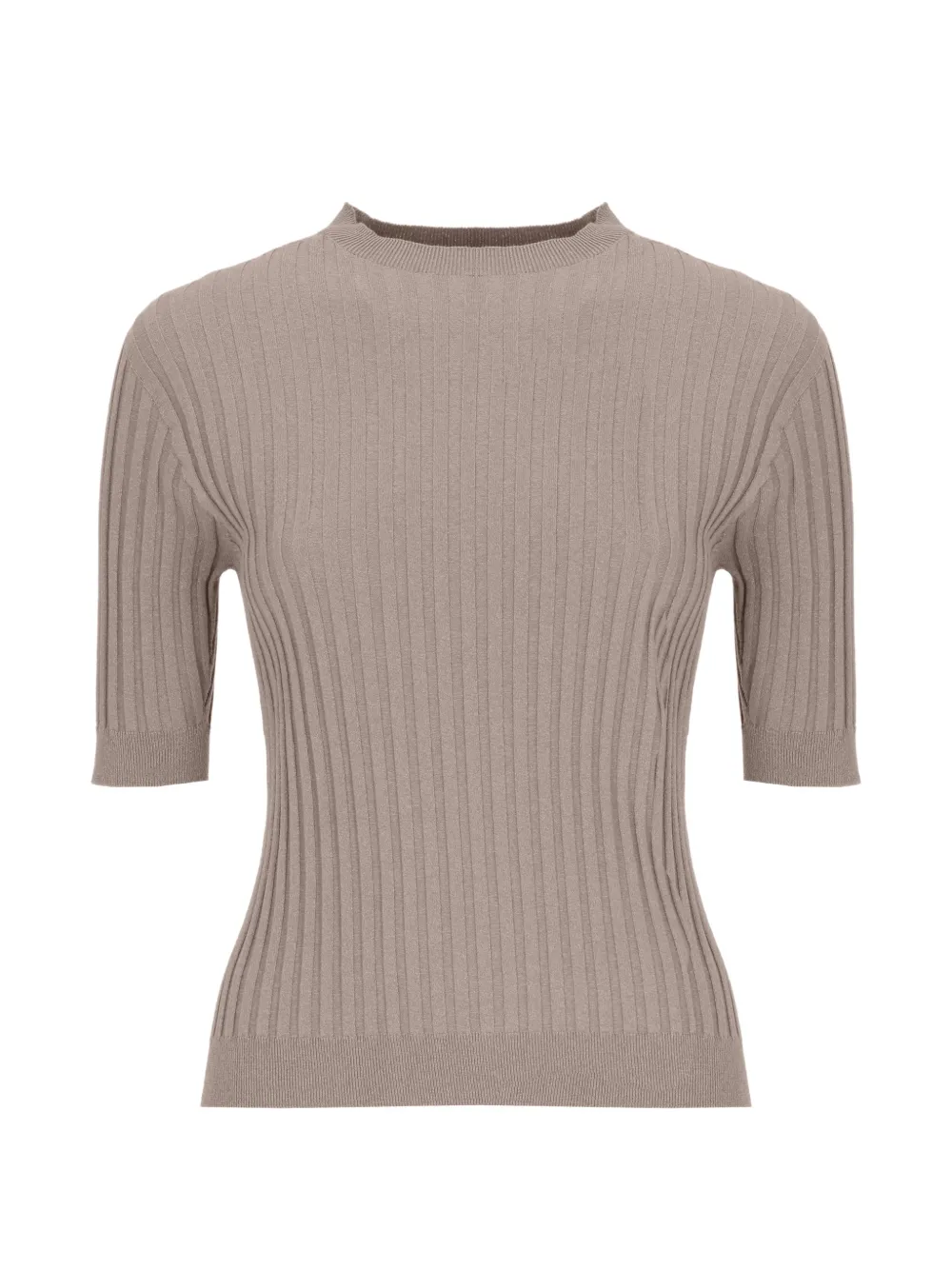 Peserico ribbed-knit short-sleeve sweater - Toni neutri