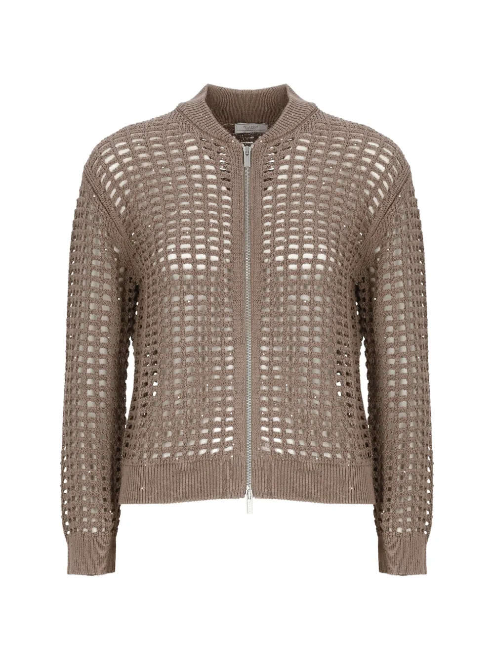 Peserico open-knit zip cardigan - Marrone