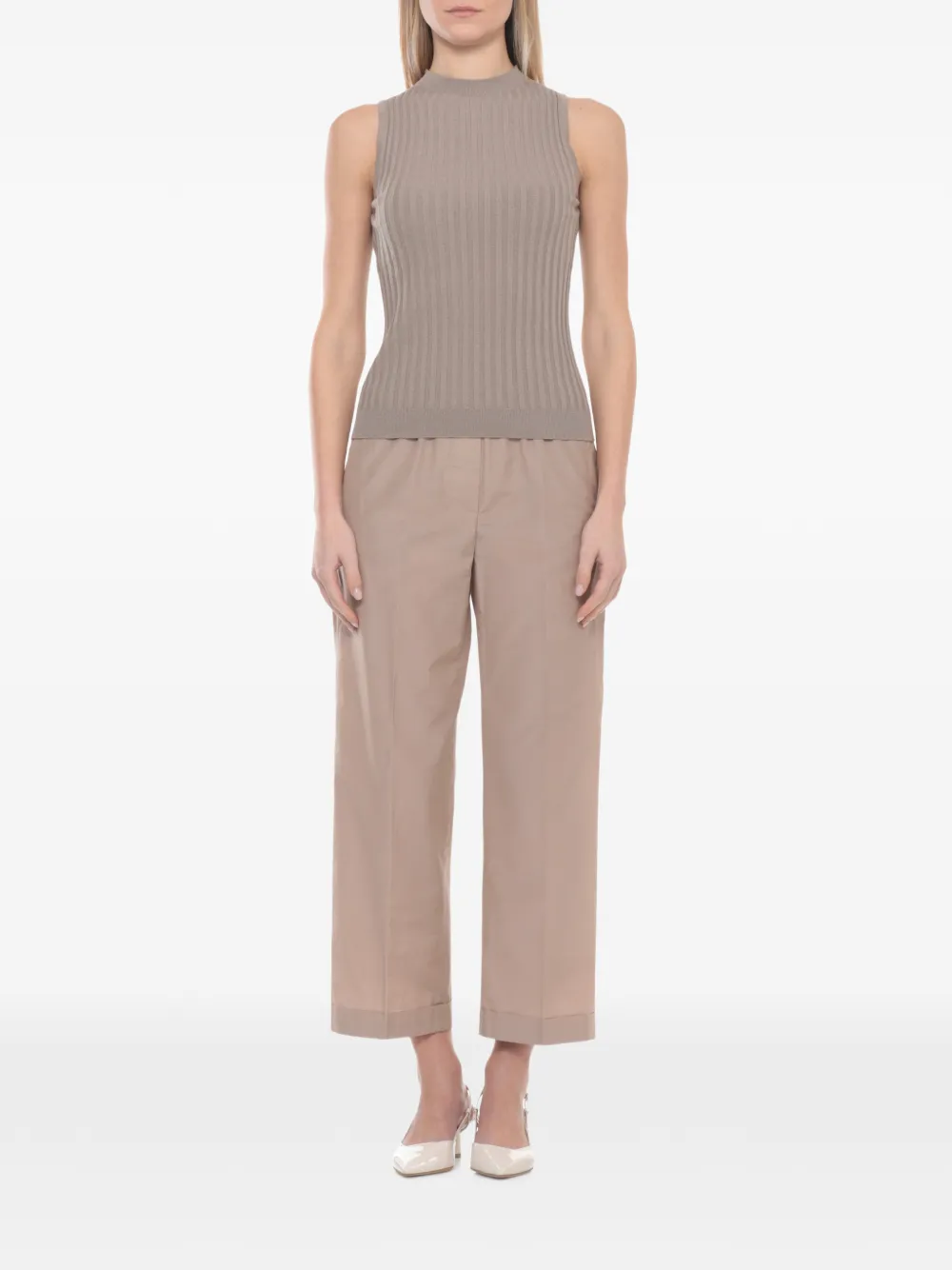  Peserico Ribbed-knit Tank Top - Neutrals 