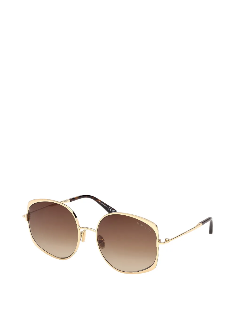  Tom Ford Eyewear Browline Oval-frame Sunglasses - Gold 