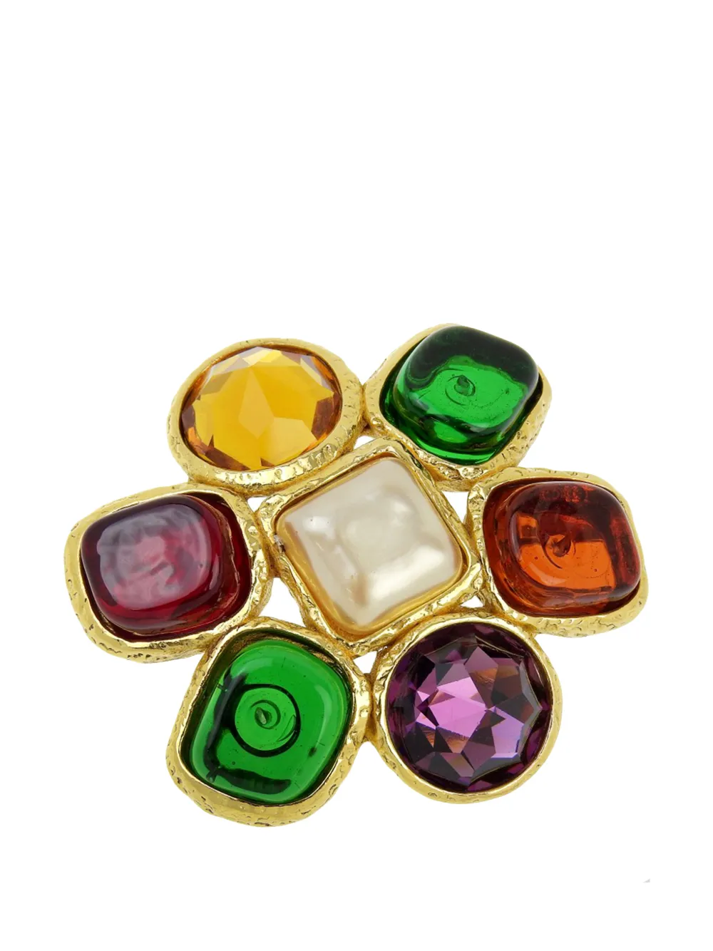 CHANEL Pre-Owned 1991 Multicolor Gold Plated Gripoix Brooch costume brooch - Oro
