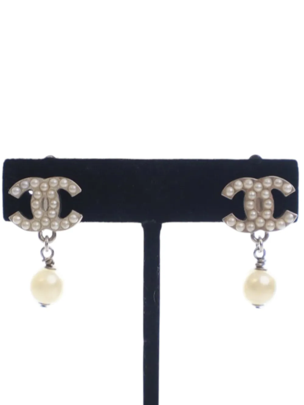 CHANEL Pre-Owned Orecchini a clip CC placcati in argento con perle sintetiche 2007