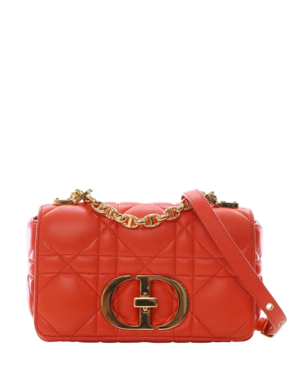 Christian Dior Pre-Owned 2022 Small Lambskin Macrocannage Caro crossbody bag - Orange