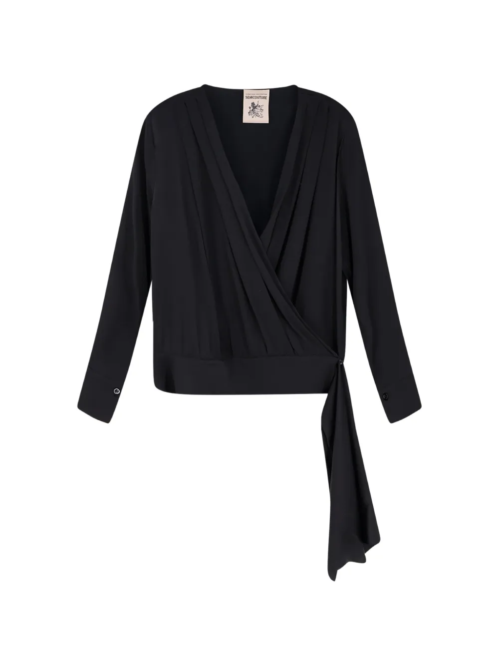 Semicouture satin wrap blouse - Nero