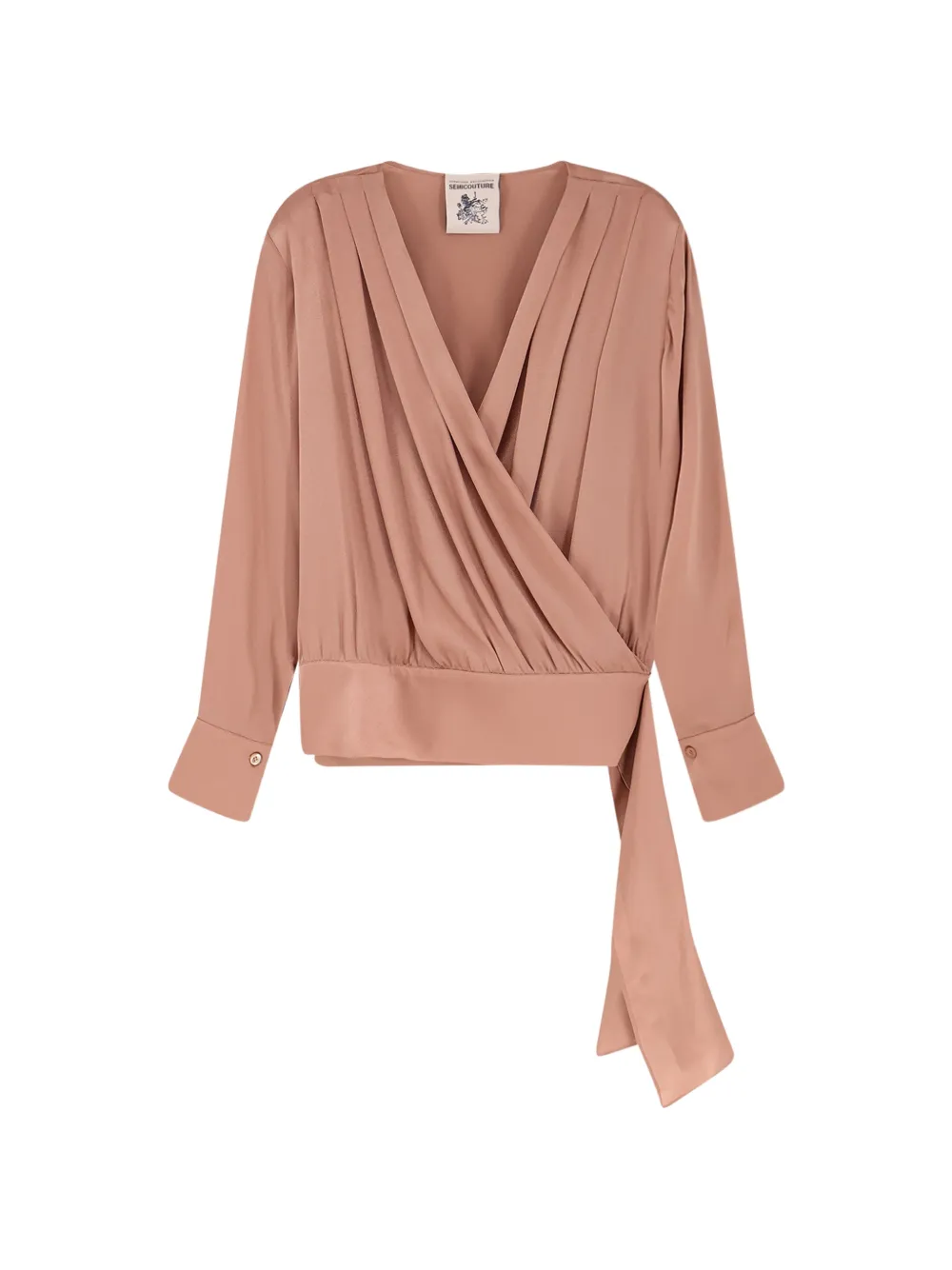 Semicouture V-neck long-sleeve blouse - Rosa