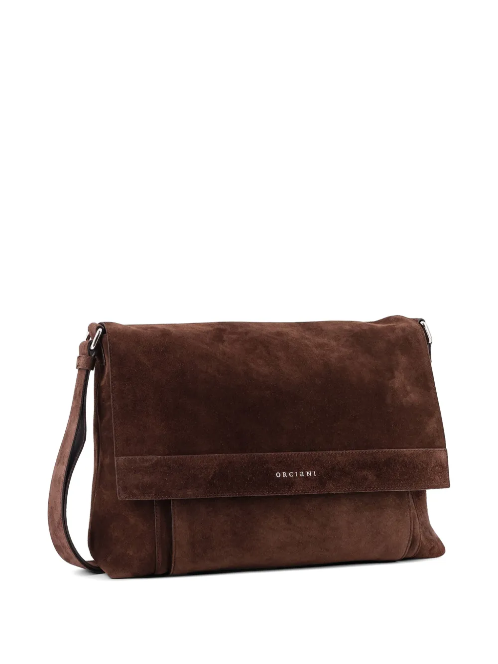  Orciani Peach Flap Logo Shoulder Bag - Brown 