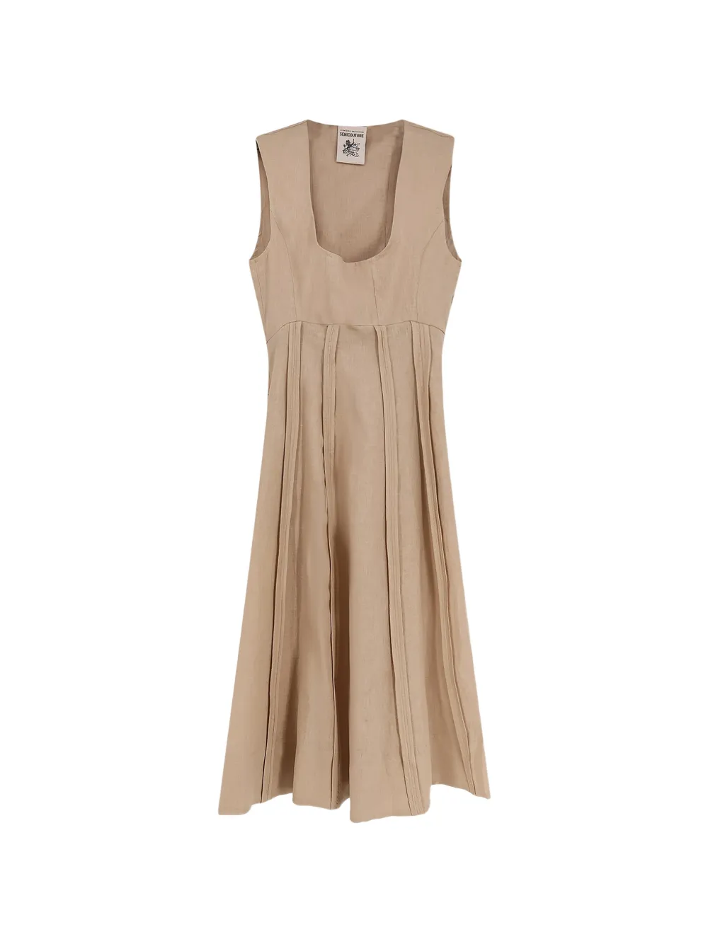 Semicouture pleated sleeveless midi dress - Neutrals