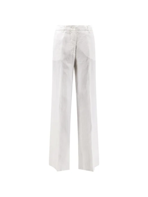 ASPESI Pressed-crease Wide-leg Trousers in White