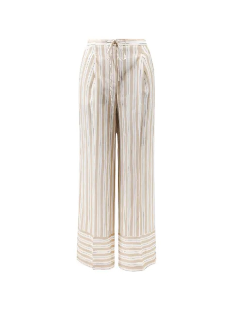 Semicouture pantalones con rayas verticales y cordones en la pretina