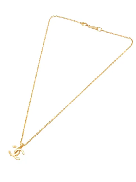 CHANEL Pre-Owned 1982 CC Gold Plated Pendant Necklace costume necklace