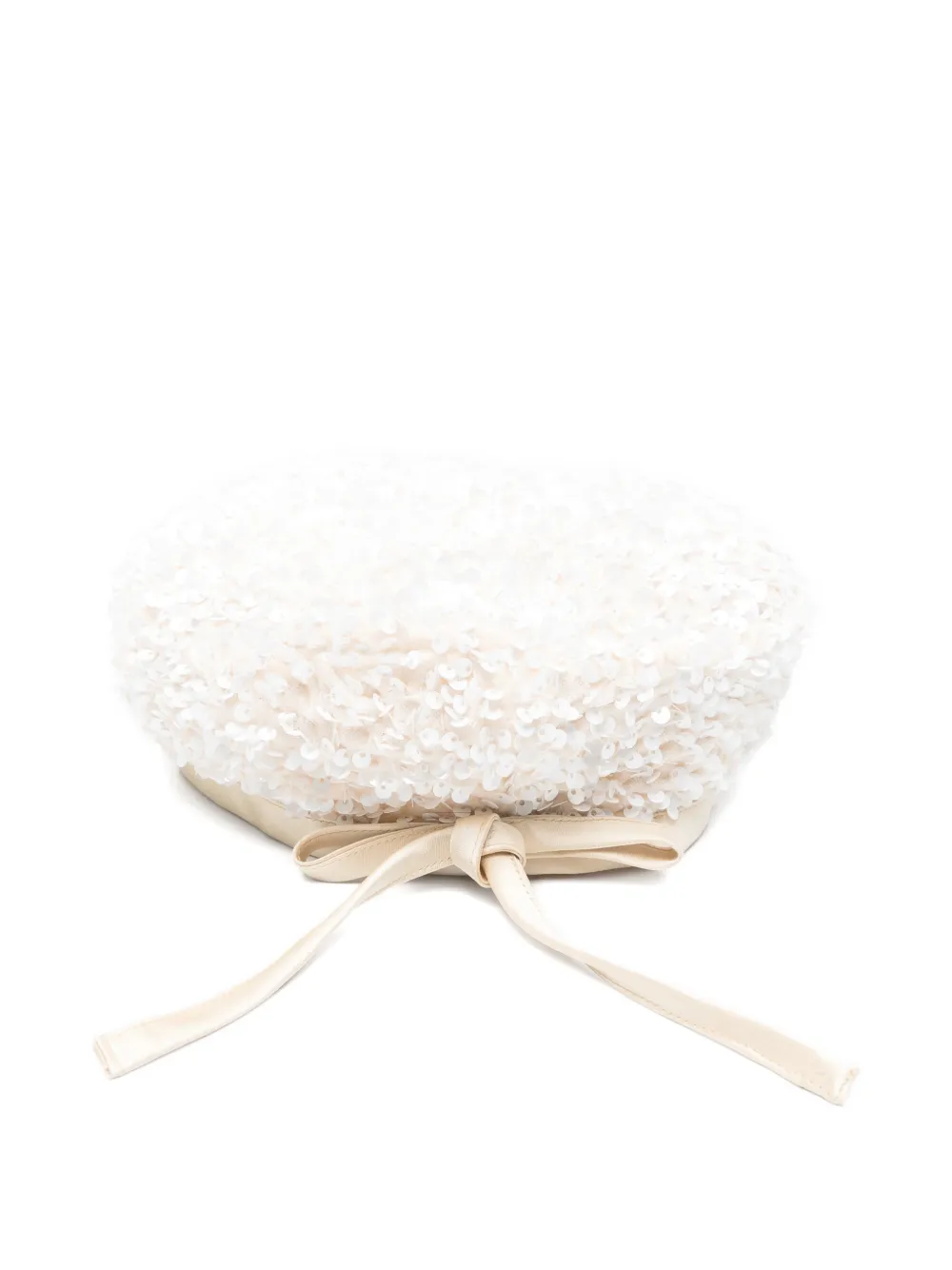 Bow-Detail Sequin Beret Hat