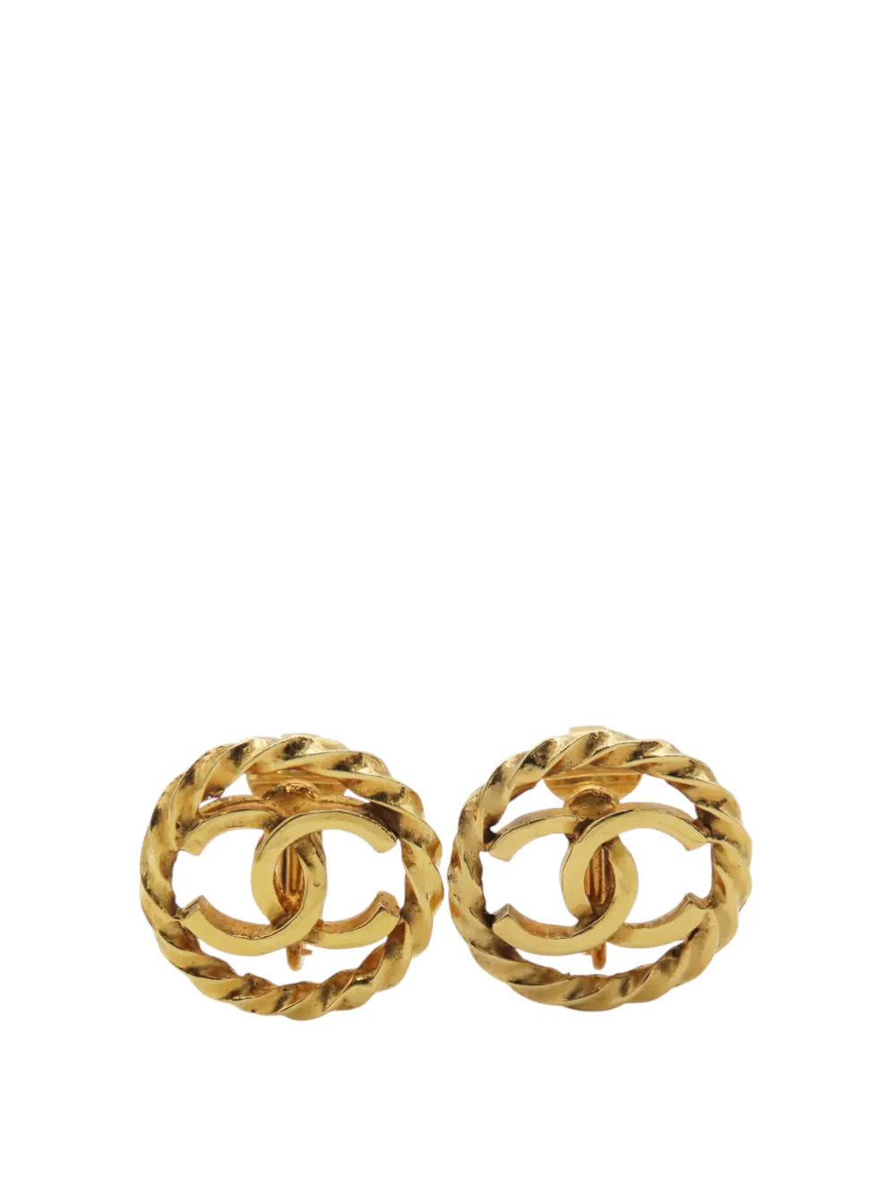 CHANEL Pre-Owned 1950-1970 CC Gold Plated Round Clip On Earrings costume earrings - Oro