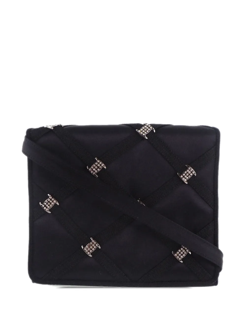 Ferragamo Pre-Owned 1990-2000 Satin Vara Rhinestone crossbody bag - Nero