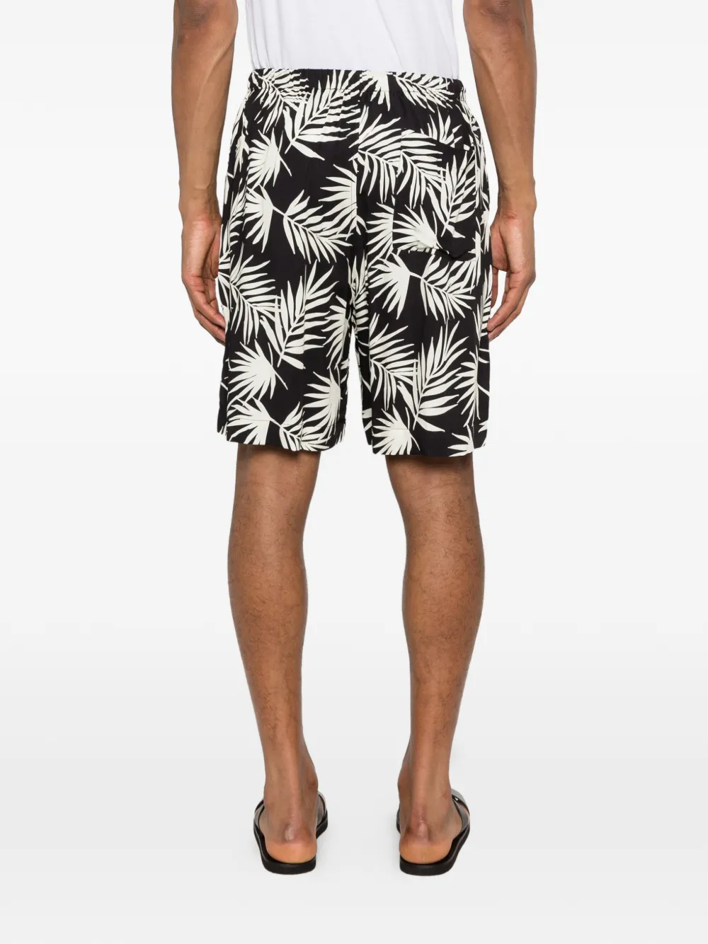 Laneus Shorts met bladerprint Zwart