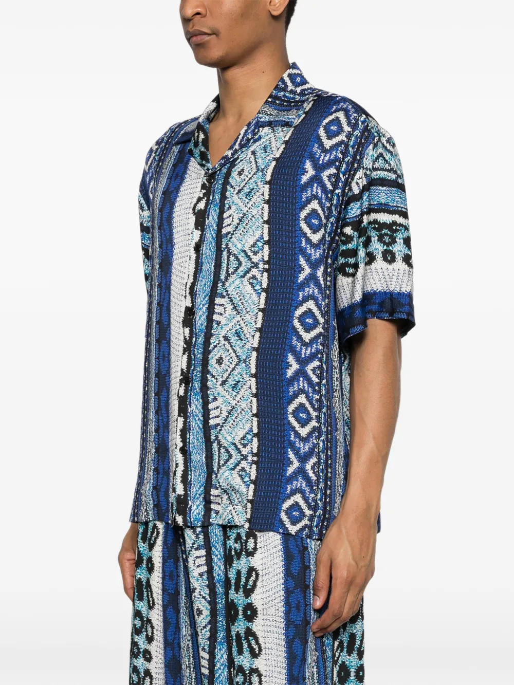  Laneus Geometric-print Shirt - Blue 