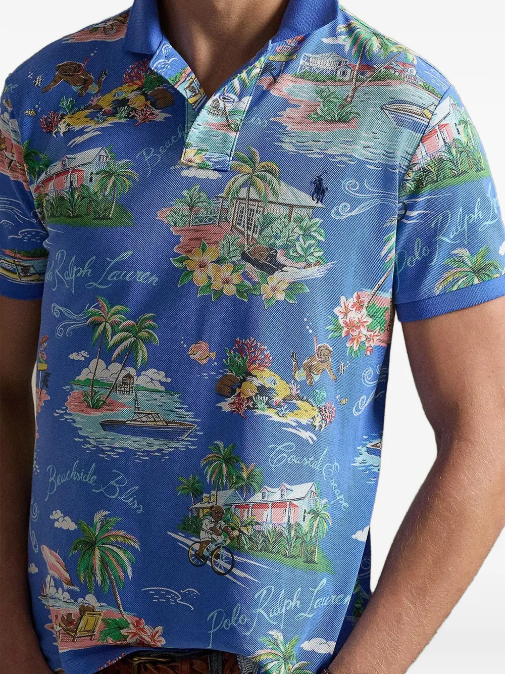 Polo Ralph Lauren Pique poloshirt met tropische print Blauw