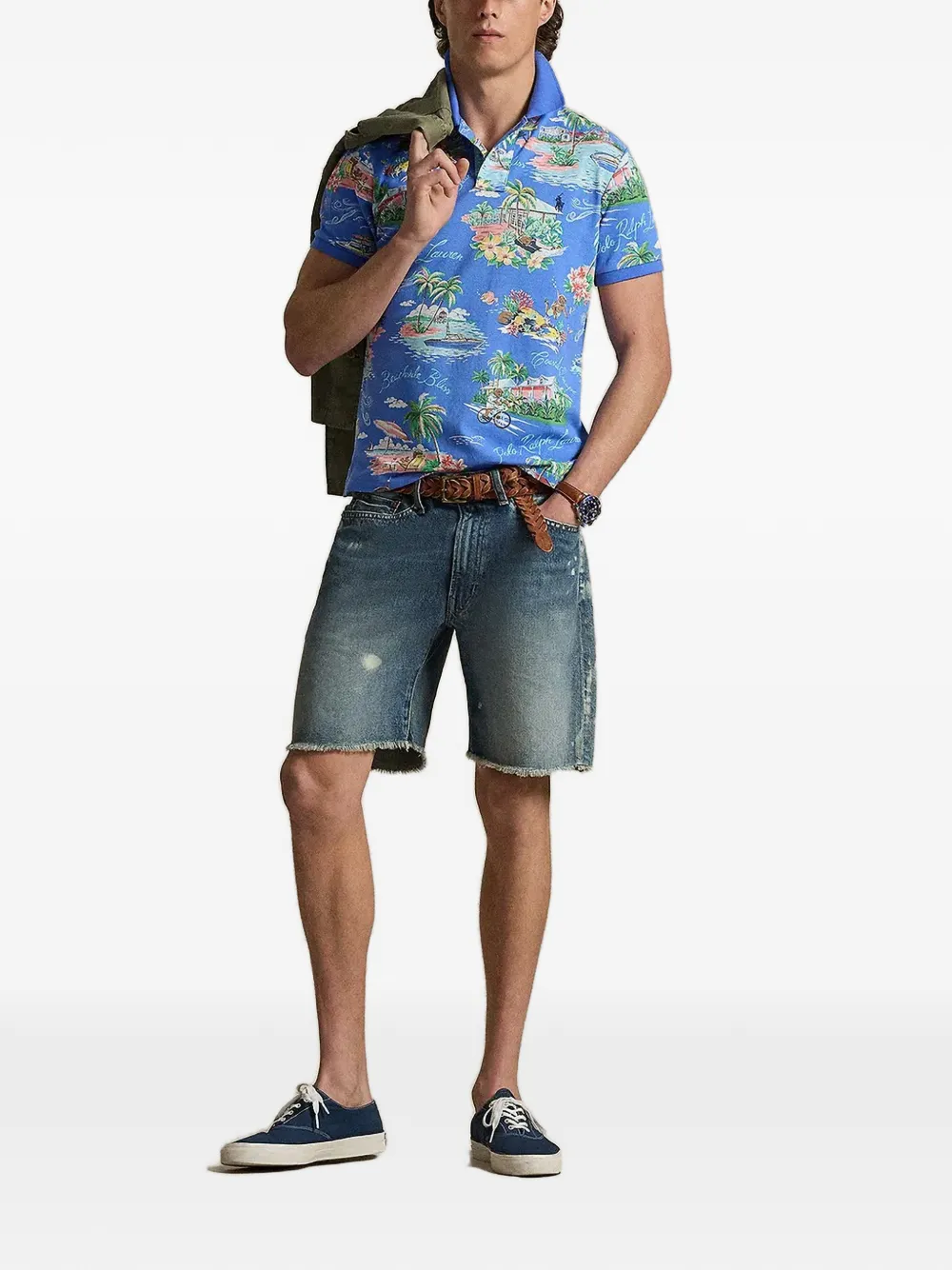 Polo Ralph Lauren Pique poloshirt met tropische print Blauw