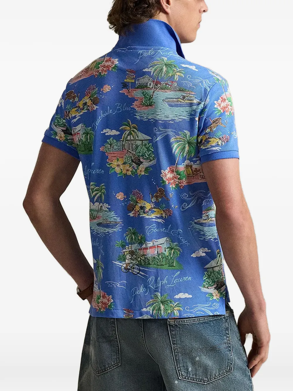 Polo Ralph Lauren Pique poloshirt met tropische print Blauw