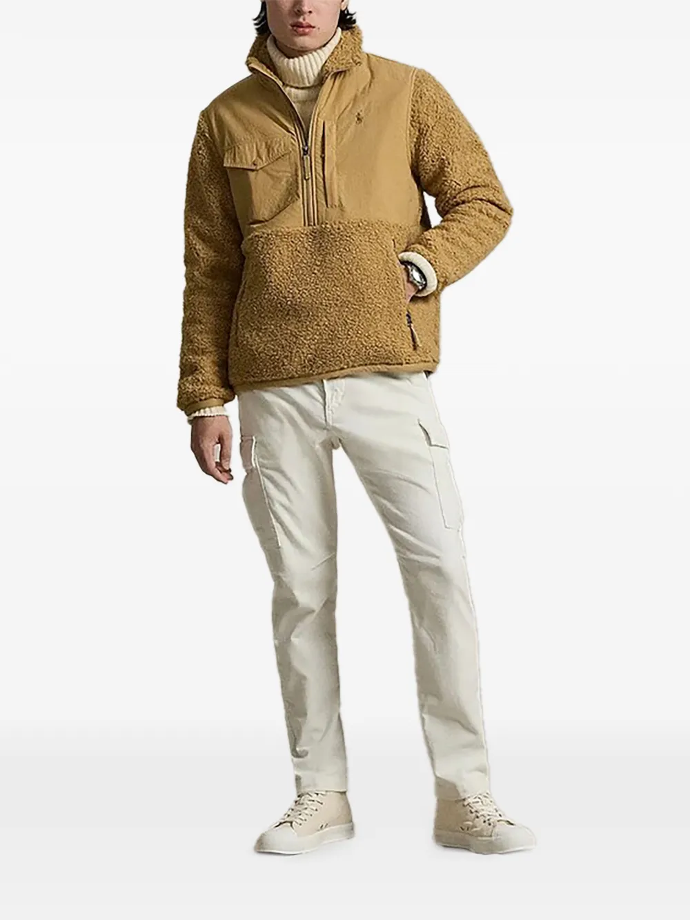 Polo Ralph Lauren Polo Pony sweater met halve rits en zak Beige