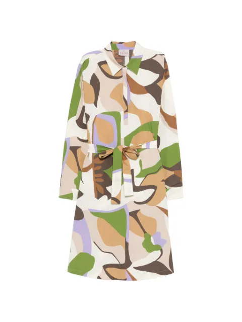 Marella vestido midi con estampado geométrico y moño en la cintura