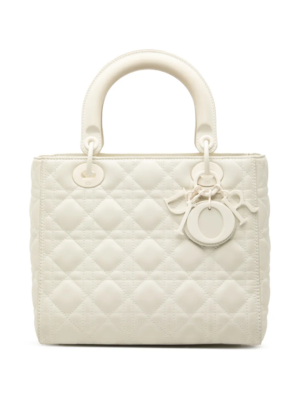 Christian Dior Pre-Owned 2019 Medium Lambskin Cannage Lady Dior satchel - Bianco